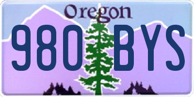 OR license plate 980BYS