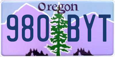 OR license plate 980BYT