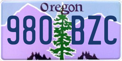 OR license plate 980BZC