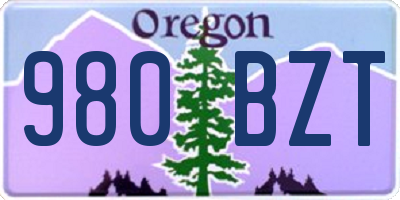 OR license plate 980BZT