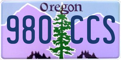 OR license plate 980CCS