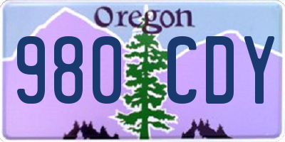 OR license plate 980CDY