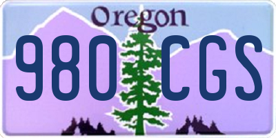 OR license plate 980CGS