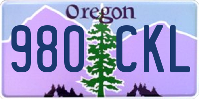 OR license plate 980CKL