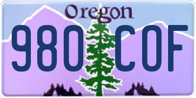 OR license plate 980COF