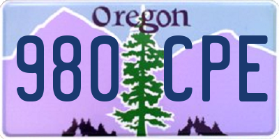 OR license plate 980CPE