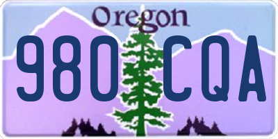 OR license plate 980CQA