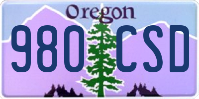 OR license plate 980CSD