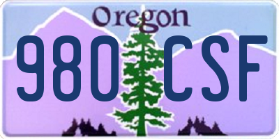 OR license plate 980CSF