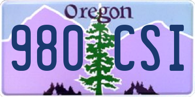 OR license plate 980CSI