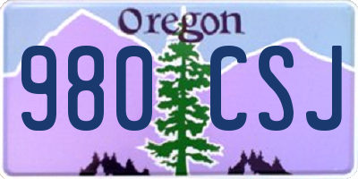 OR license plate 980CSJ