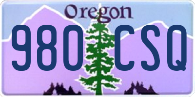 OR license plate 980CSQ