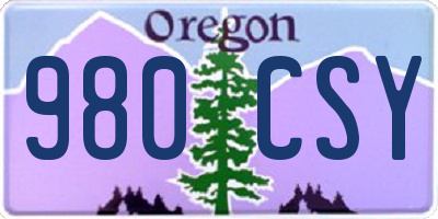 OR license plate 980CSY