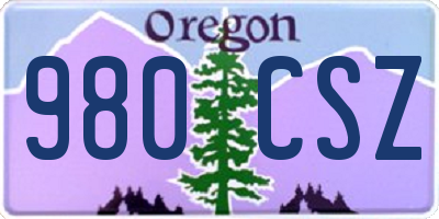 OR license plate 980CSZ