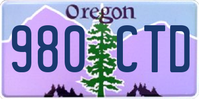 OR license plate 980CTD