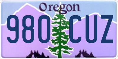 OR license plate 980CUZ