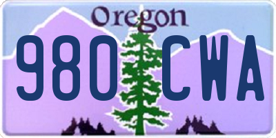 OR license plate 980CWA