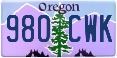 OR license plate 980CWK