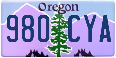 OR license plate 980CYA