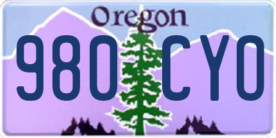 OR license plate 980CYO