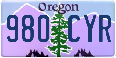 OR license plate 980CYR