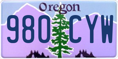 OR license plate 980CYW