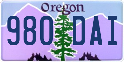 OR license plate 980DAI