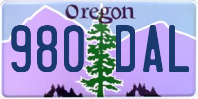 OR license plate 980DAL