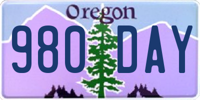 OR license plate 980DAY