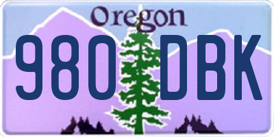 OR license plate 980DBK