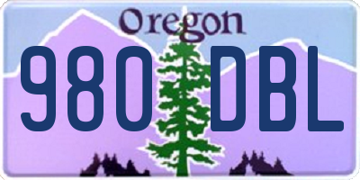 OR license plate 980DBL
