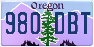 OR license plate 980DBT