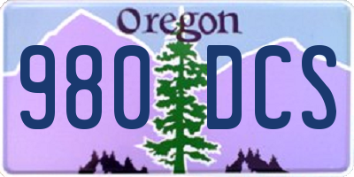 OR license plate 980DCS