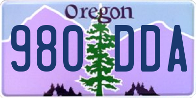 OR license plate 980DDA
