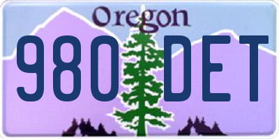 OR license plate 980DET