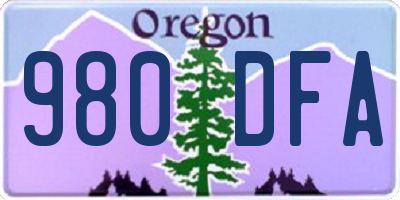 OR license plate 980DFA
