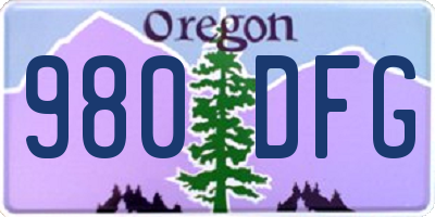OR license plate 980DFG