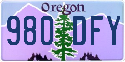 OR license plate 980DFY