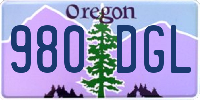 OR license plate 980DGL