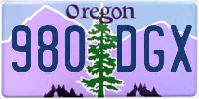 OR license plate 980DGX