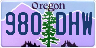OR license plate 980DHW