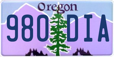 OR license plate 980DIA