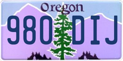 OR license plate 980DIJ