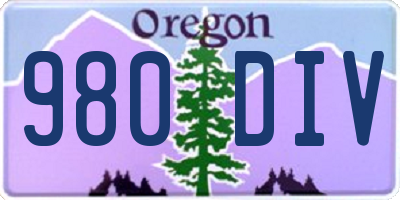 OR license plate 980DIV