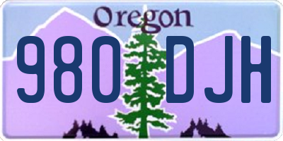 OR license plate 980DJH