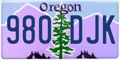 OR license plate 980DJK