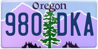 OR license plate 980DKA