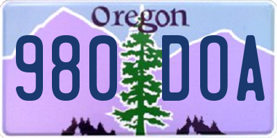 OR license plate 980DOA