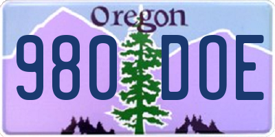 OR license plate 980DOE