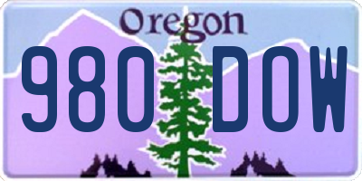 OR license plate 980DOW